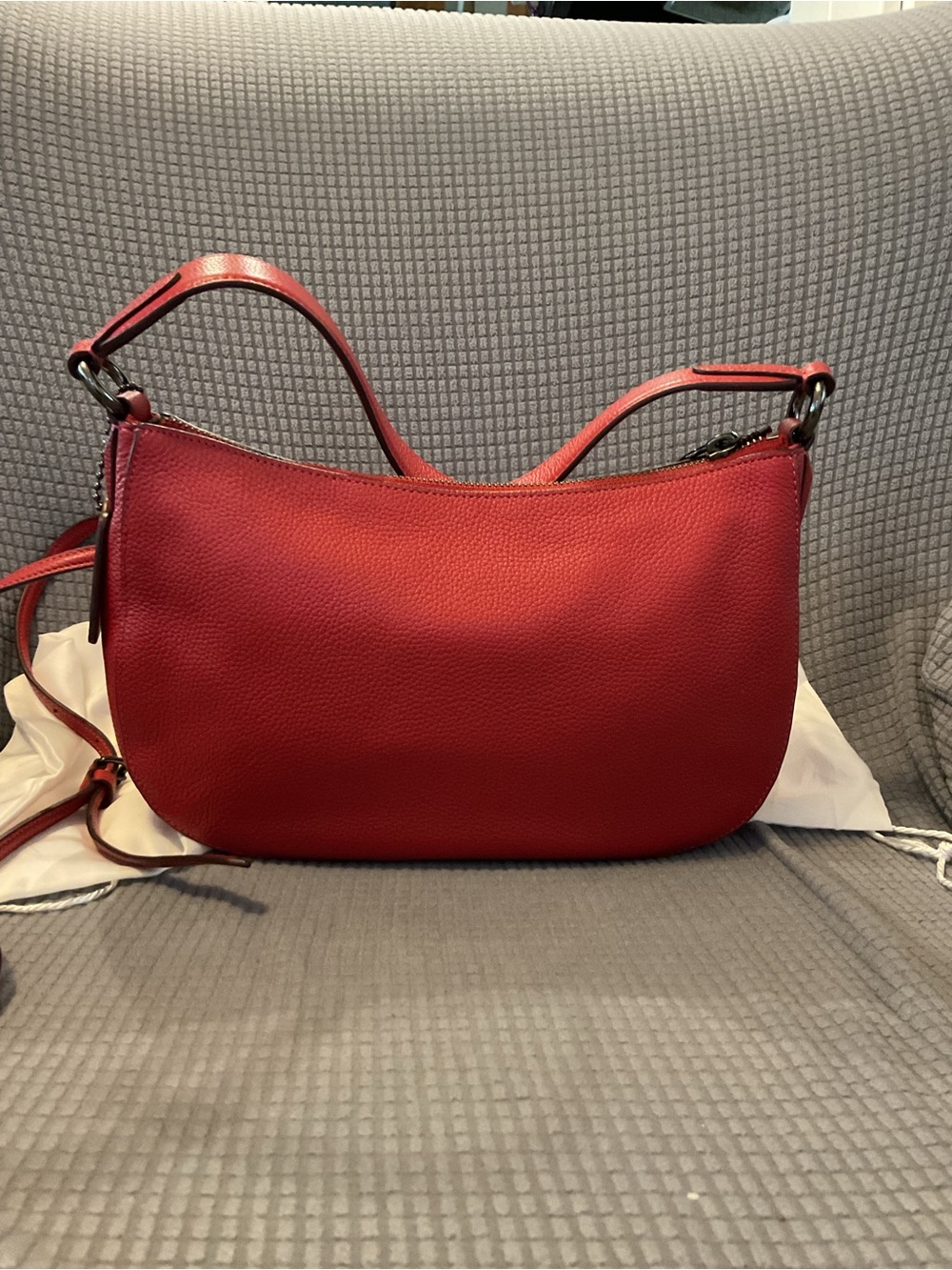 Coach Red Pebbled Leather Shoulder Hobo - Picture 2 of 6